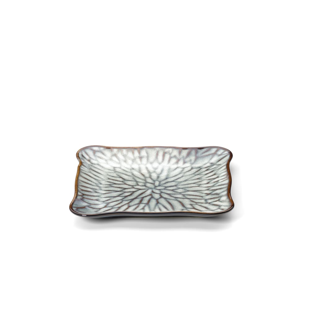 Assiette en céramique gris et marron 21,5x20,5x2cm Assiette en céramique gris et marron 21,5x20,5x2cm