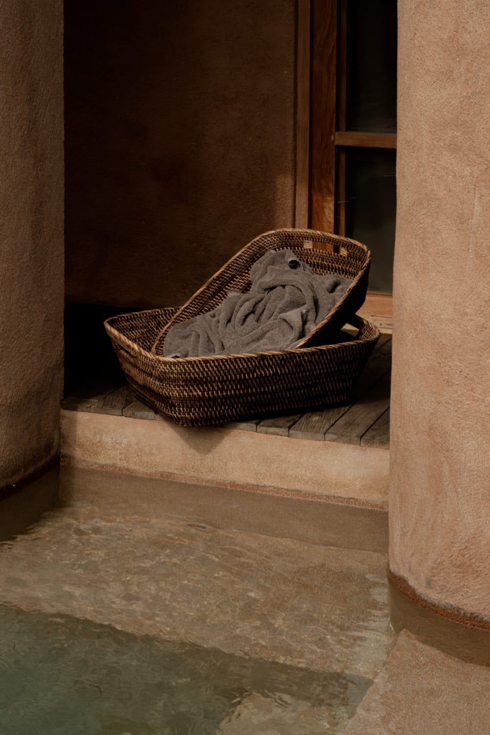 Panier rotin marron 61x47x14cm
