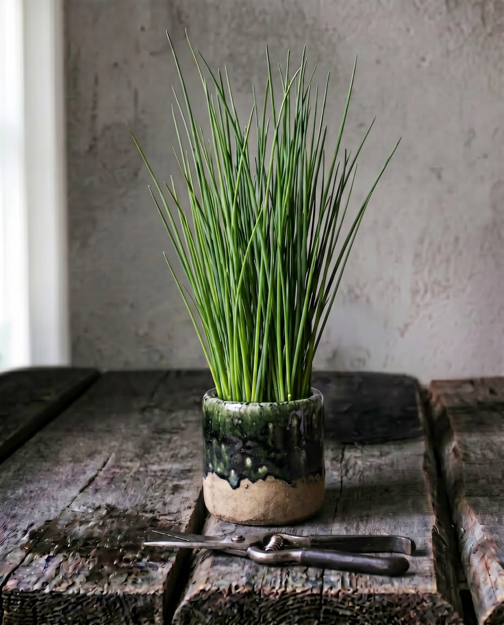 Bazar Bizar Blumenkübel aus steingut in betongrau und grün, 12,5x12,5x12,5cm - Keramik