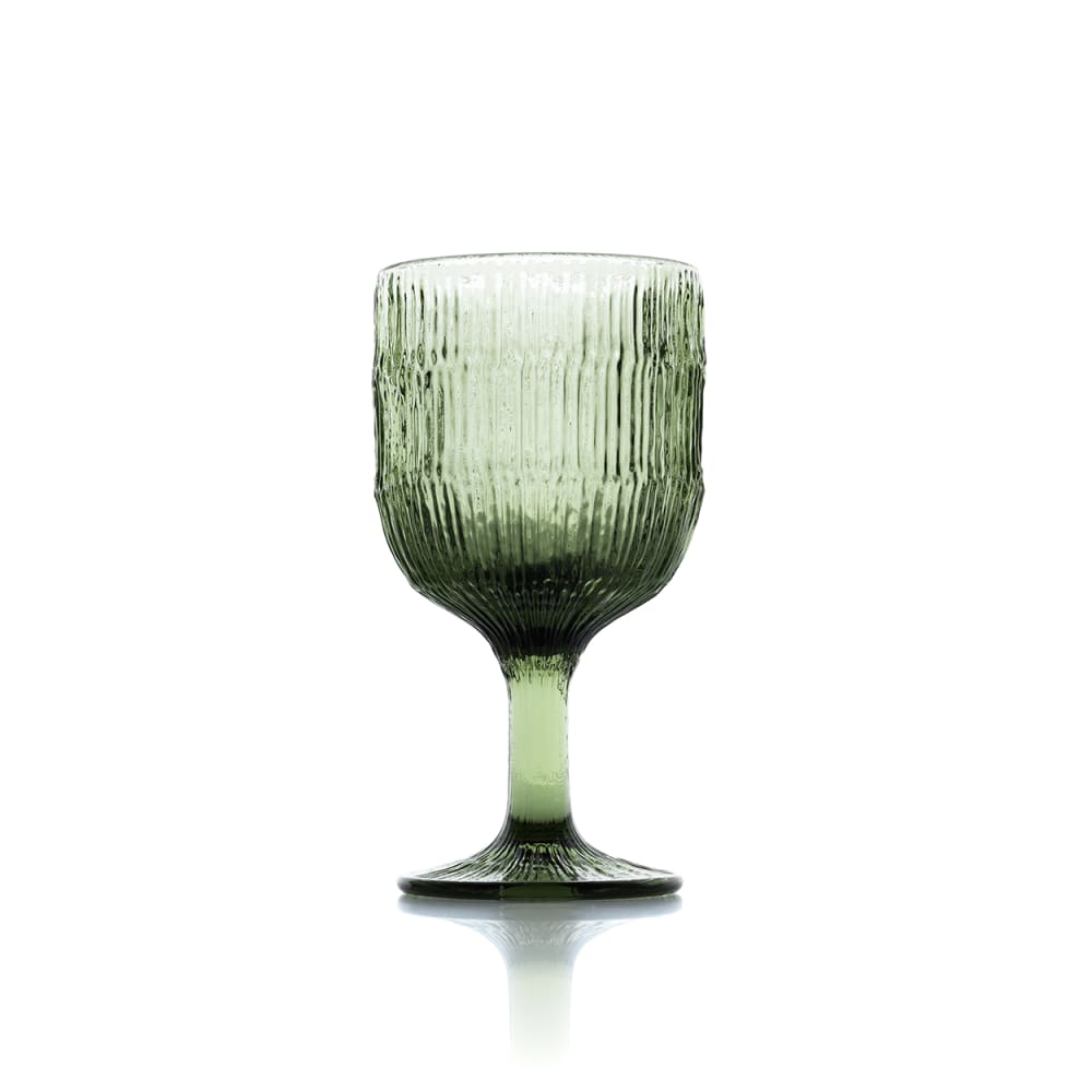 Verre à vin en verre vert 8,5x8,5x16cm