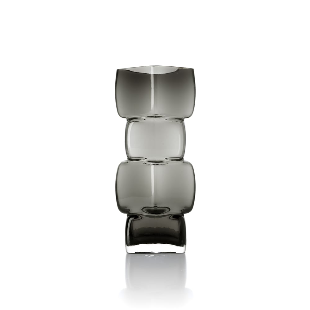 Bazar Bizar Vase aus recyceltem glas in dunkeloptik und grau, 13x13x30cm - -