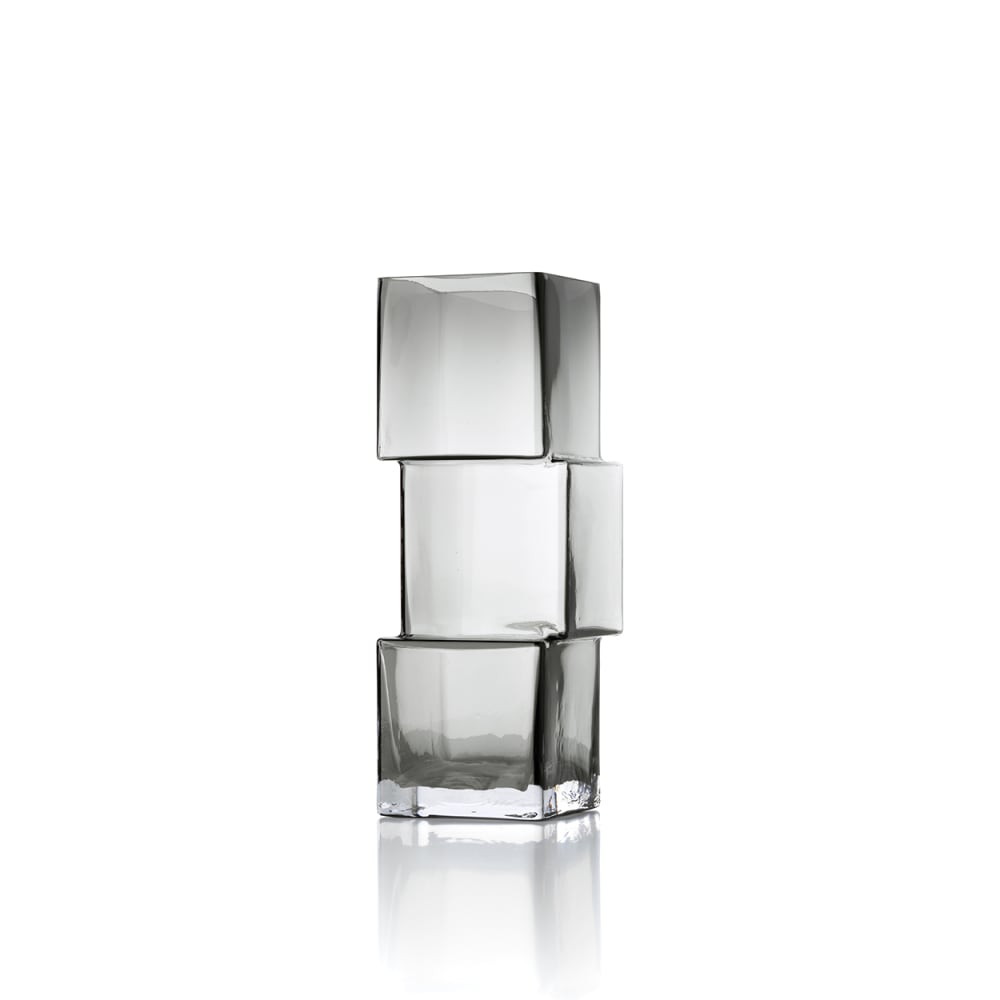 Vase verre recyclé foncé et gris 10x10x27cm