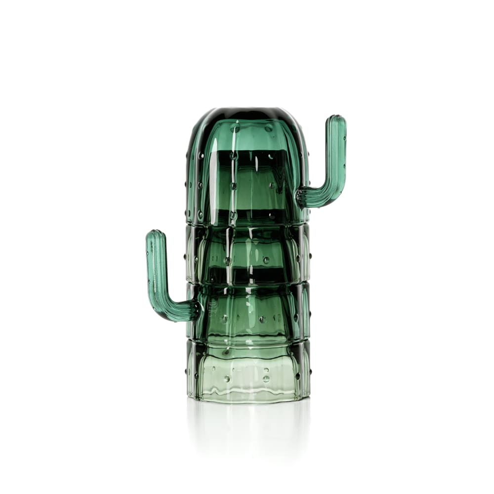 Lot de 4 verres en verre vert 12,1x12,1x7,9cm