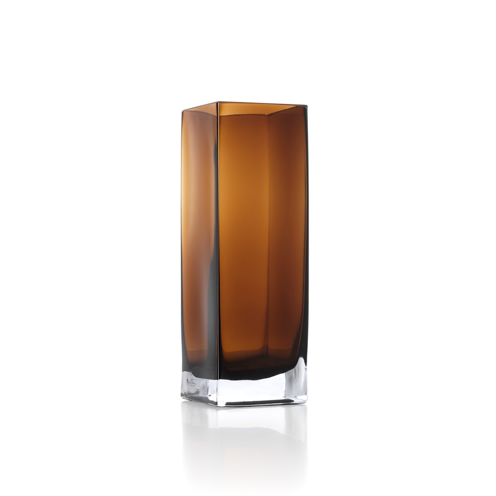 Bazar Bizar Vase aus bernsteinfarbenem glas, 10x10x30cm Gelb