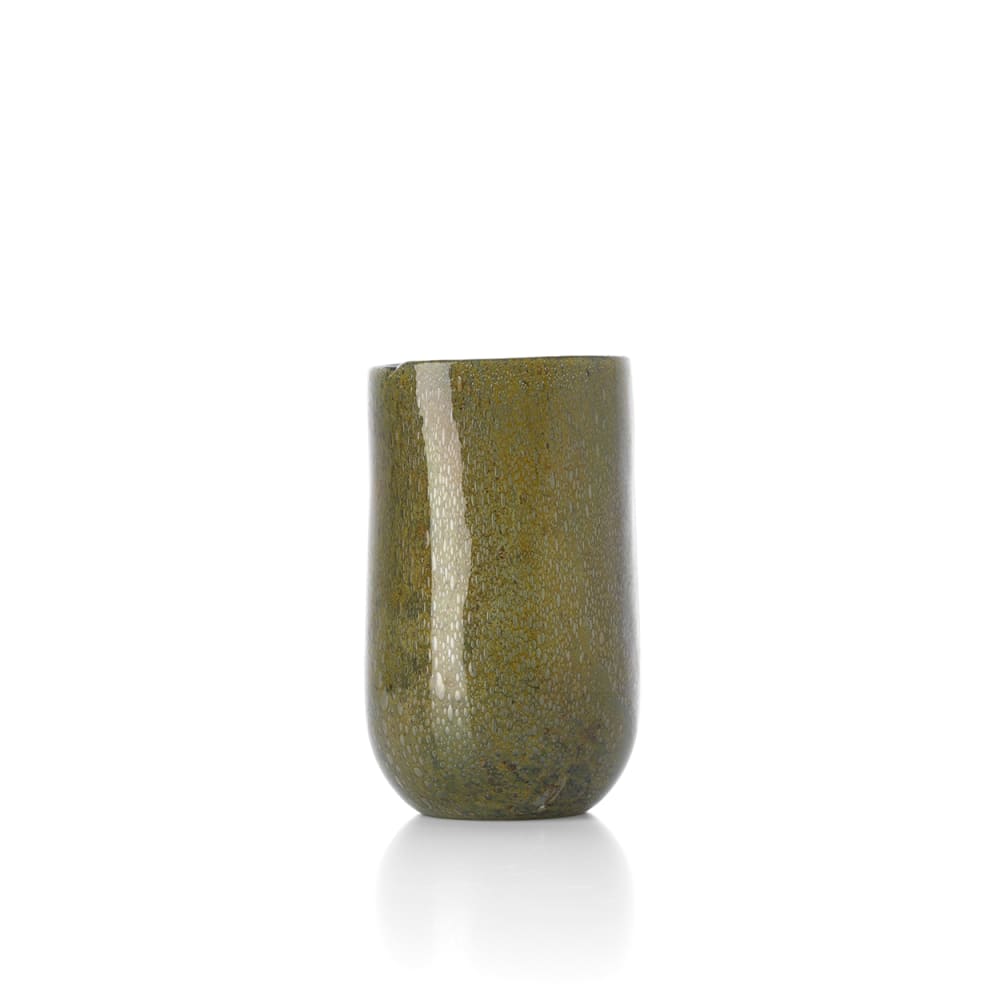 Vase verre olive et vert 13x13x22cm
