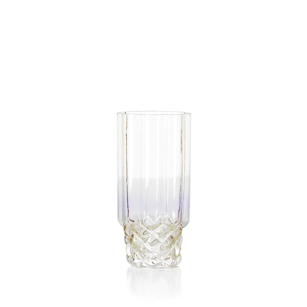 Verre haut en verre rose 7,6x7,6x16cm