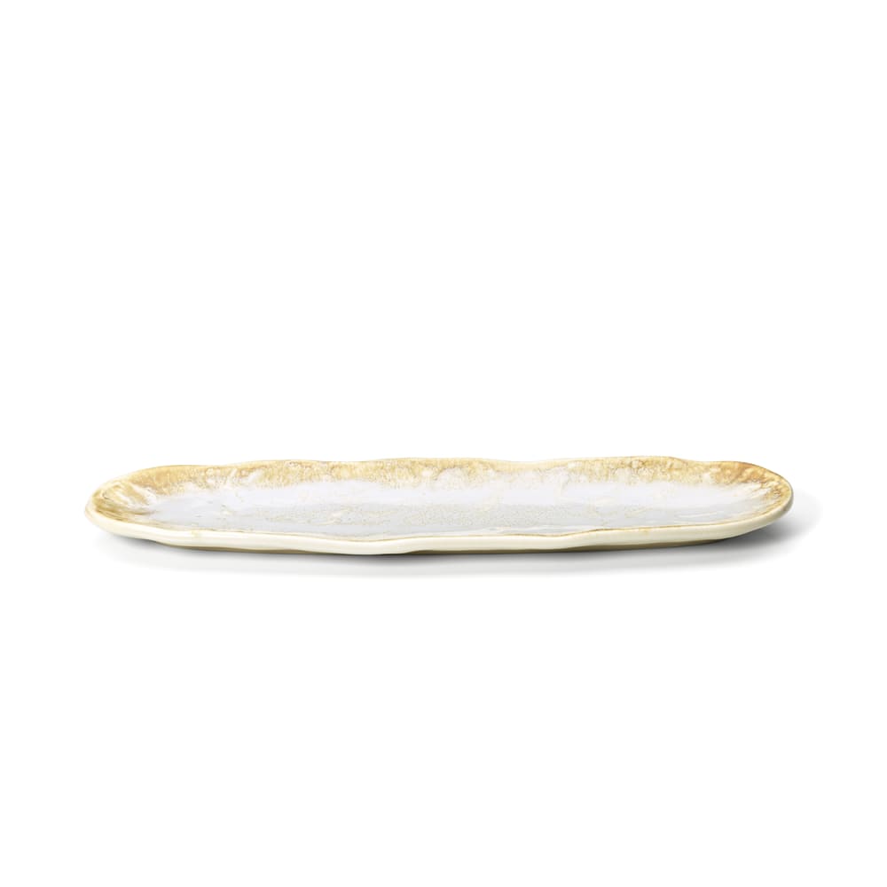 Assiette de service céramique blanc et miel 40,8x11,5x2,2cm Assiette de service céramique blanc et miel 40,8x11,5x2,2cm