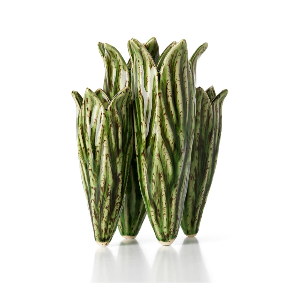 Vase grès forêt et vert 16,5x16,5x26cm