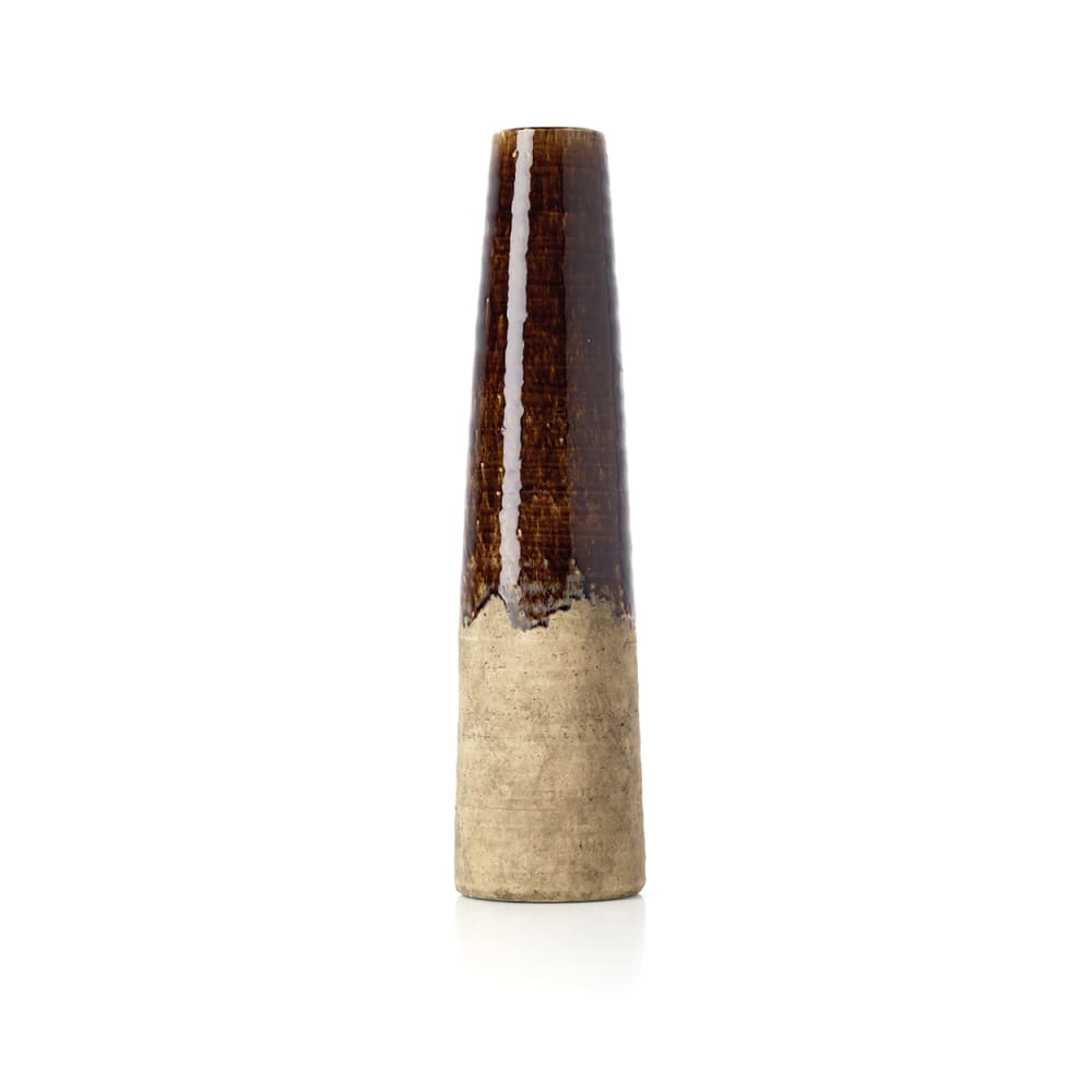 Bazar Bizar Vase aus steingut in betongrau und braun, 14,5x14,5x58,5cm Mehrfarbig Keramik