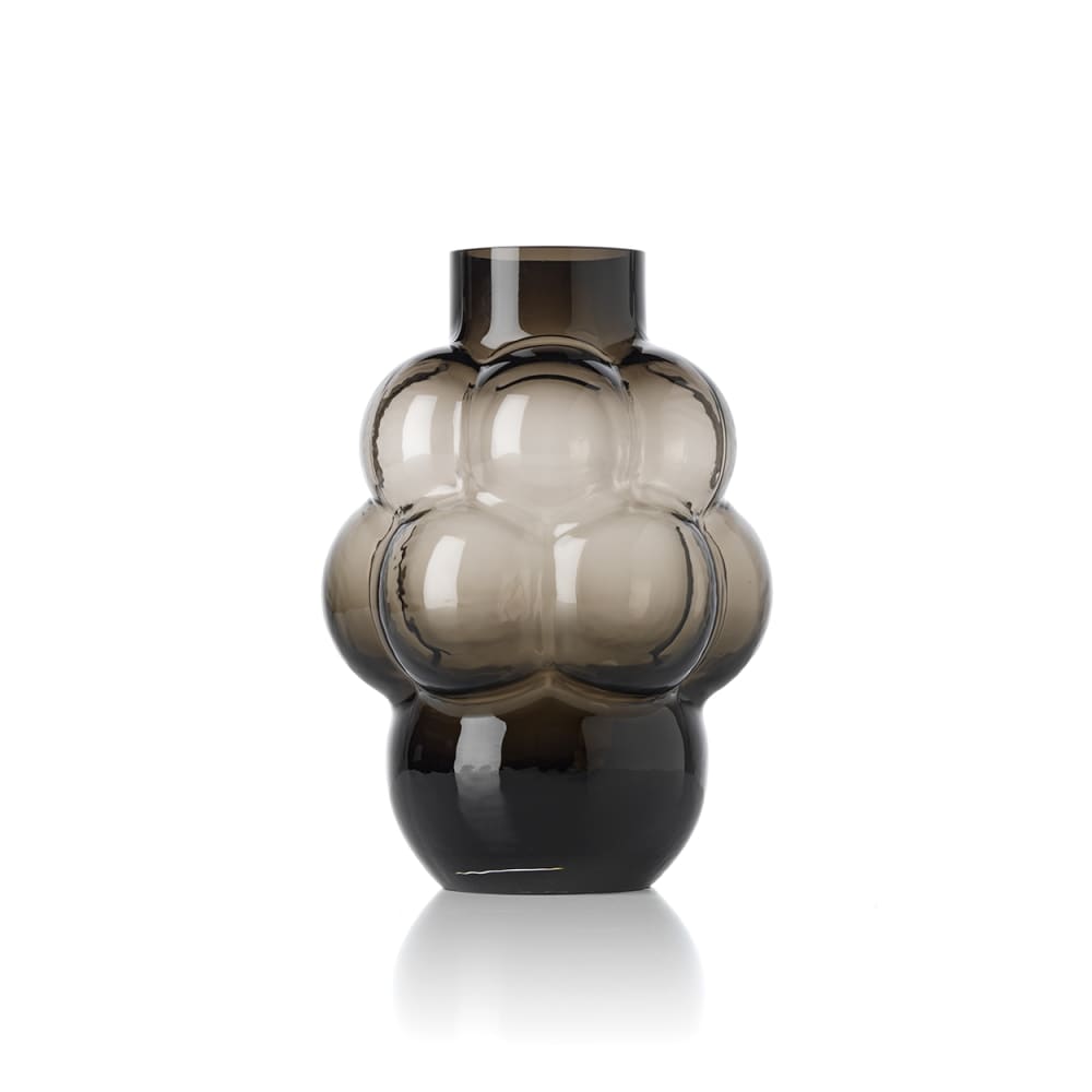 Vase verre recyclé foncé et gris 18x18x25cm