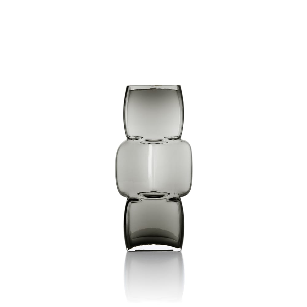 Bazar Bizar Vase aus recyceltem glas in dunkeloptik und grau, 13x13x27cm - -