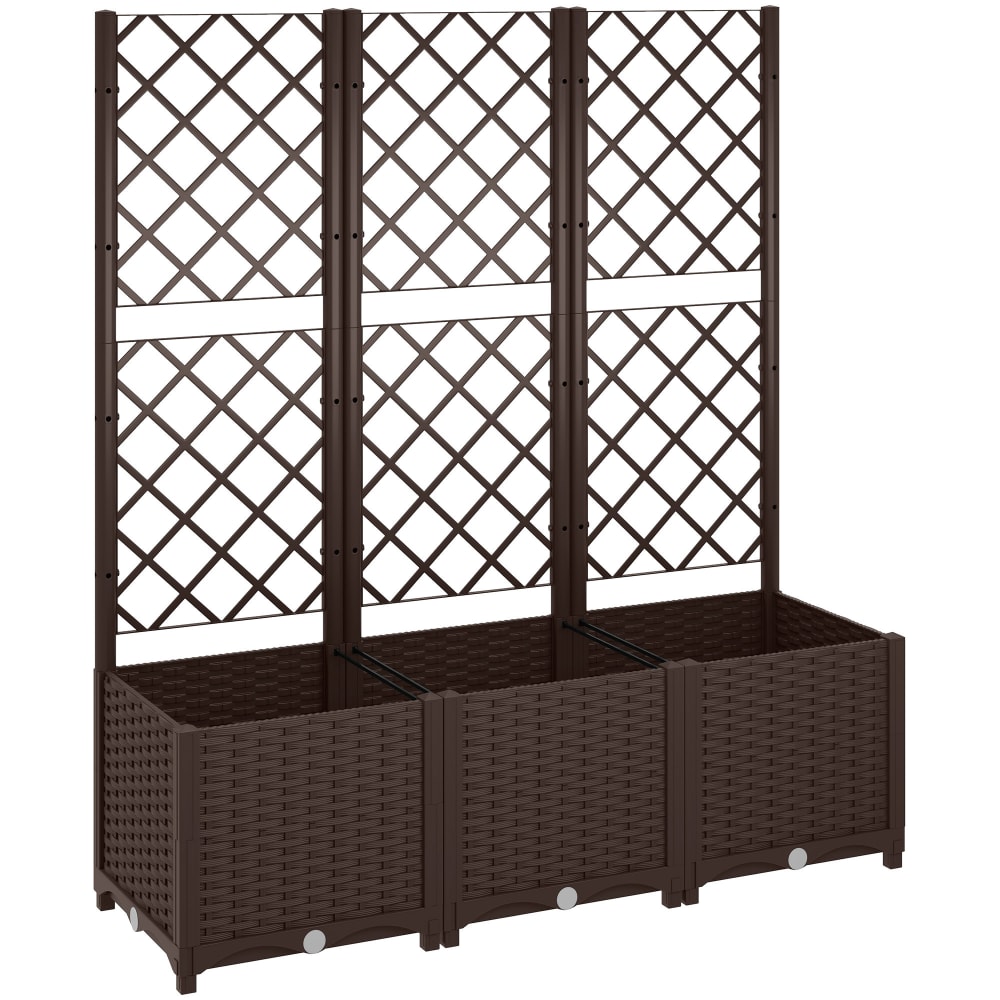jardinera con enrejado 120x40x135 cm marron