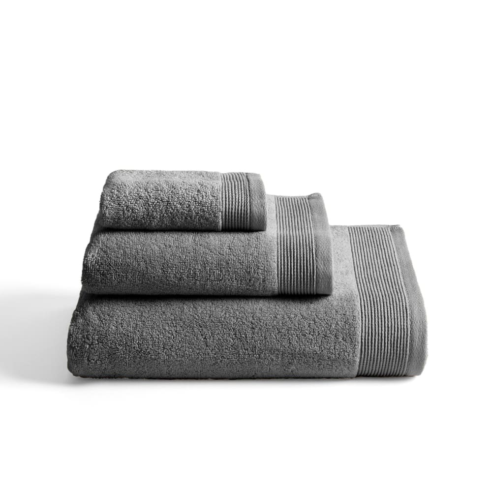 Boheme Set mit 3Badetücher aus 600g stahl (30x50+50x100+70x140)-Zero Twist style modern Grau Baumwolle