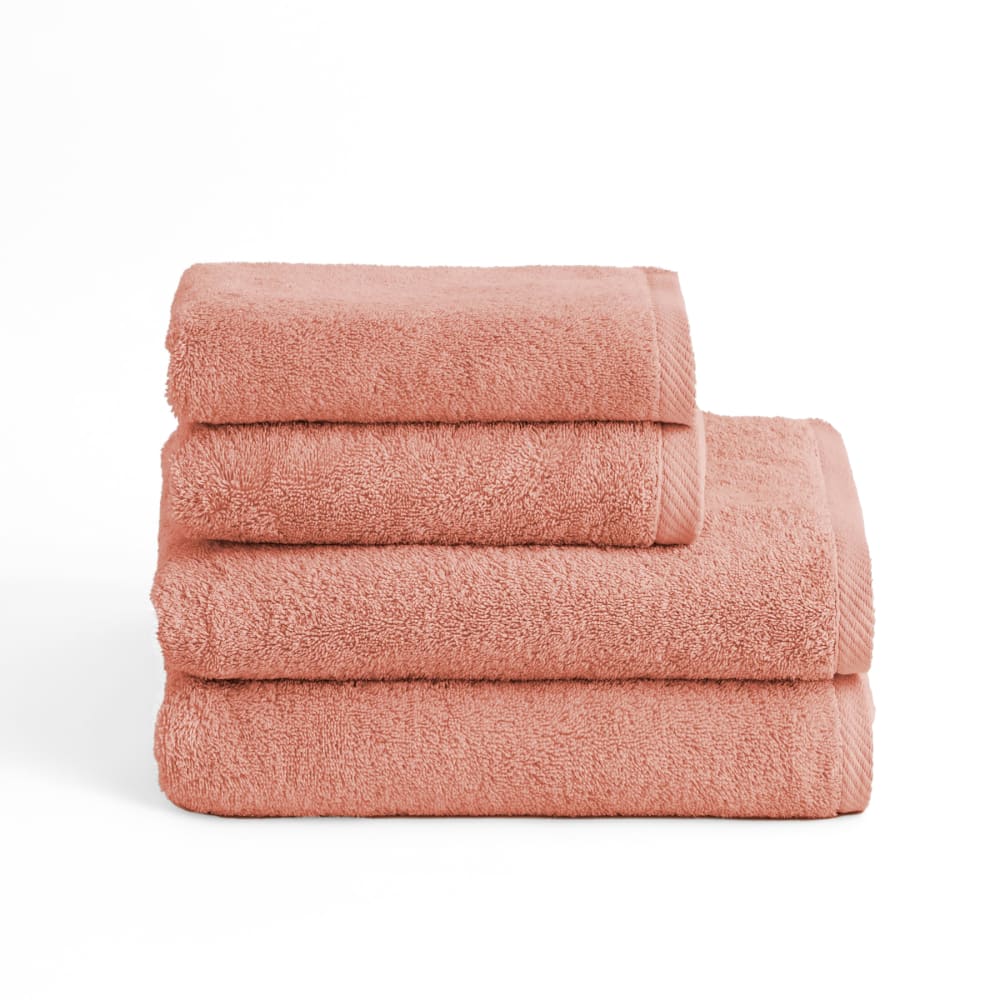 Boheme Set mit 4 Duschtüchern 600g koralle (50x100+70x140) style modern Rosa Baumwolle