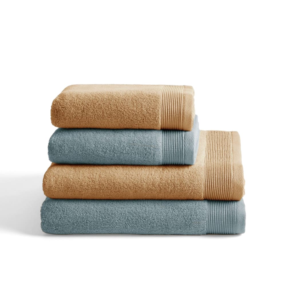 Boheme Set mit 4 Duschtüchern 600g senfgelb-eisblau(50x100+70x140)-Zero Twist style modern Mehrfarbig Baumwolle