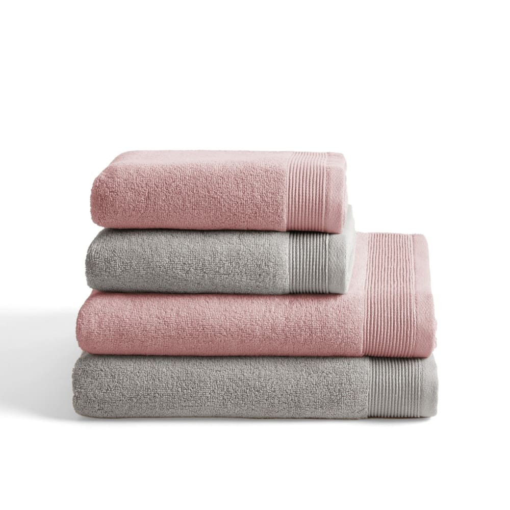 Boheme Set mit 4 Duschtüchern 600g hellgrau-rosa(50x100+70x140)-Zero Twist style modern Mehrfarbig Baumwolle