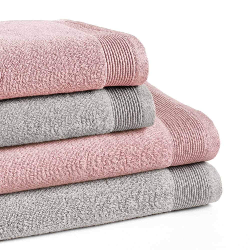 Set mit 4 Duschtüchern 600g hellgrau-rosa(50x100+70x140)-Zero