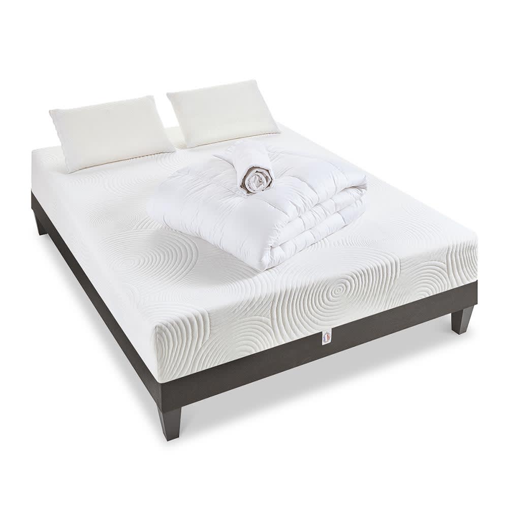 Pack    Matelas Mousse HD + Sommier + Accessoires 180x200 cm