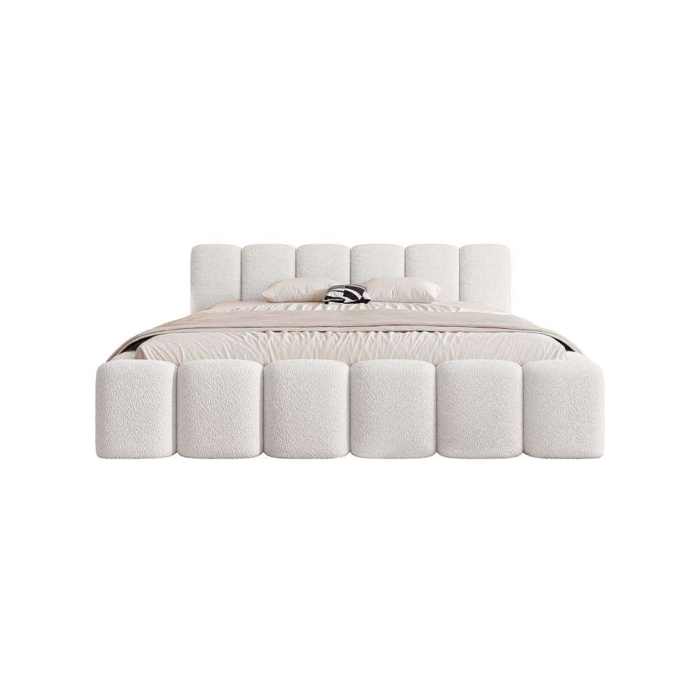 Lit tapissier en tissu chenille 200x200 cm, blanc