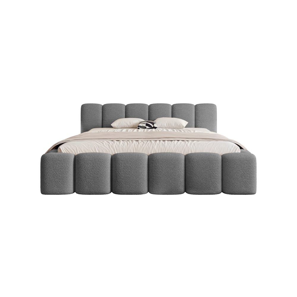 Lit rembourré en tissu chenille 200x200 cm, gris