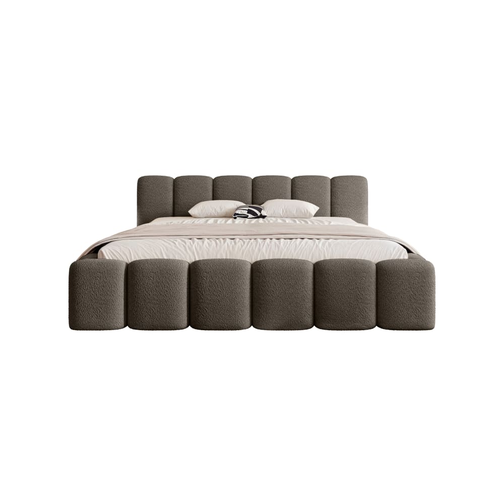 Lit rembourré en tissu - marron