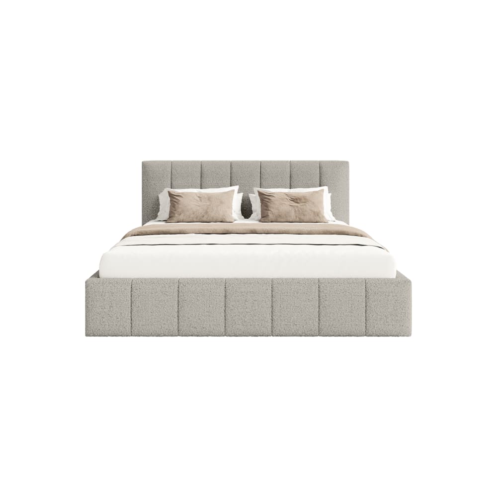 Lit rembourré en tissu - gris