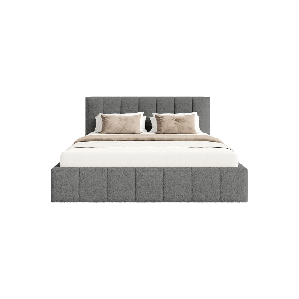 Lit rembourré en tissu - gris
