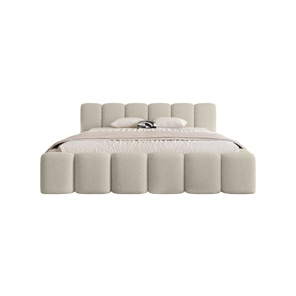 Lit rembourré en tissu chenille 200x200 cm, beige