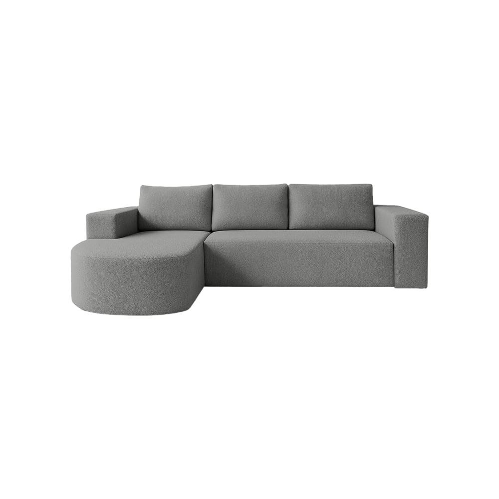 Canapé d'angle en tissu bouclé 3 places, Gris