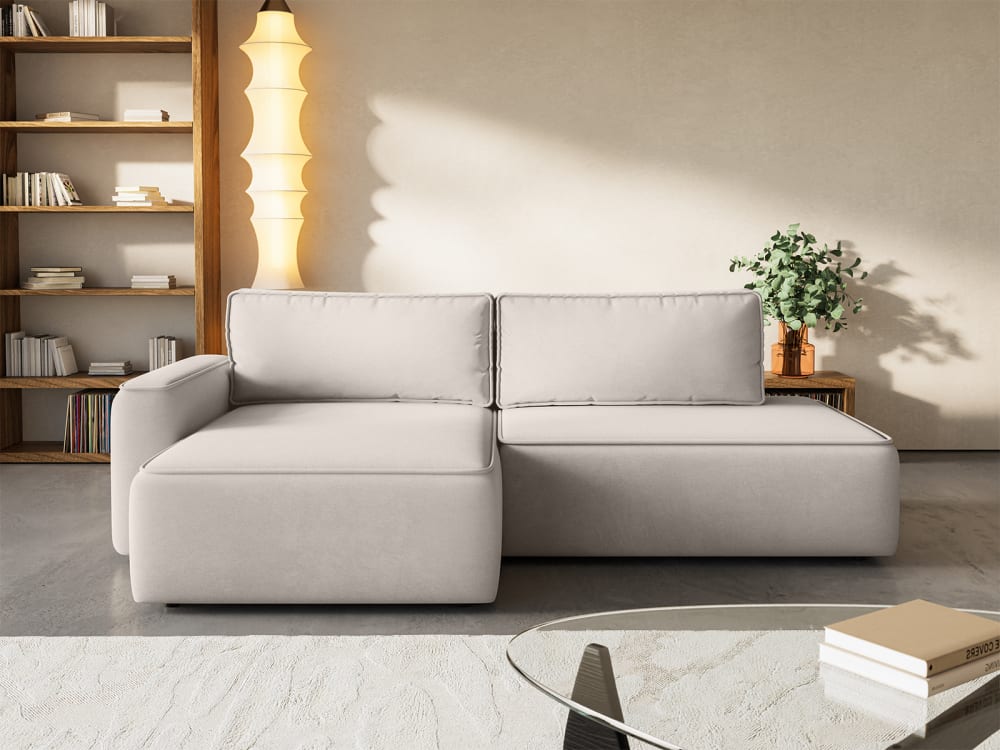 Ecksofa aus Velvet 2-Sitzer, Weiß - Maisons Du Monde
