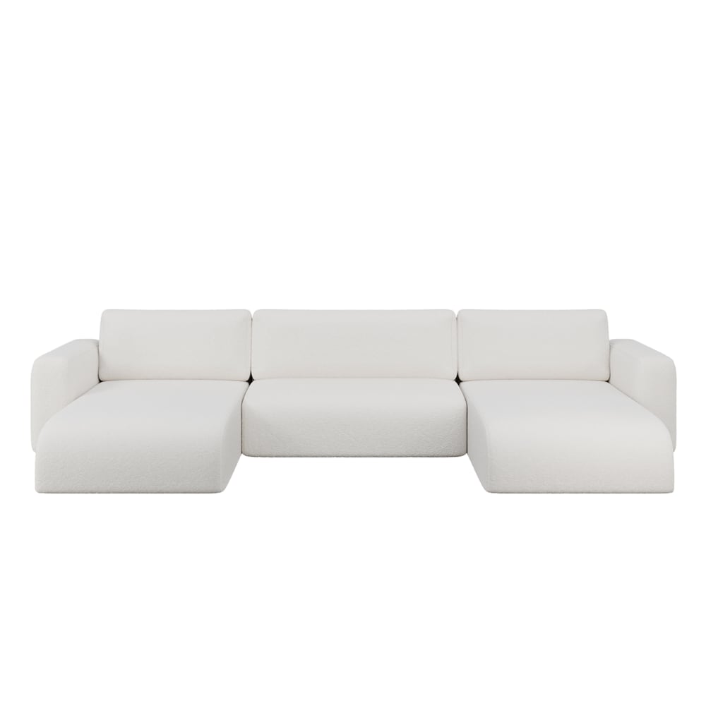 Fedve Ecksofa aus Bouclé-Stoff 5-Sitzer, Weiß Weiß Pes - Polyester