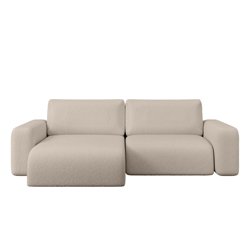 Canapé d'angle en tissu bouclé 2 places, Beige