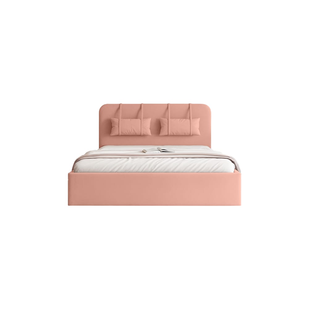 Lit rembourré en velours - vieux rose