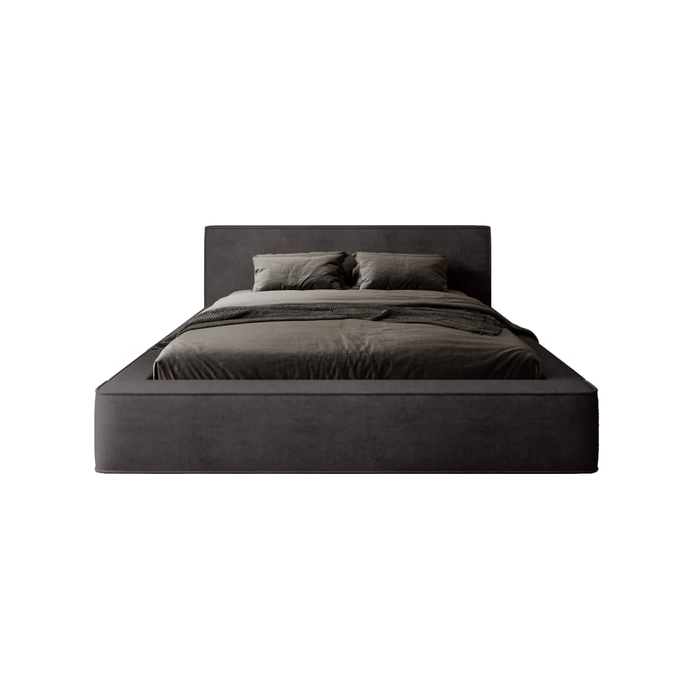 Lit rembourré en velours - anthracite