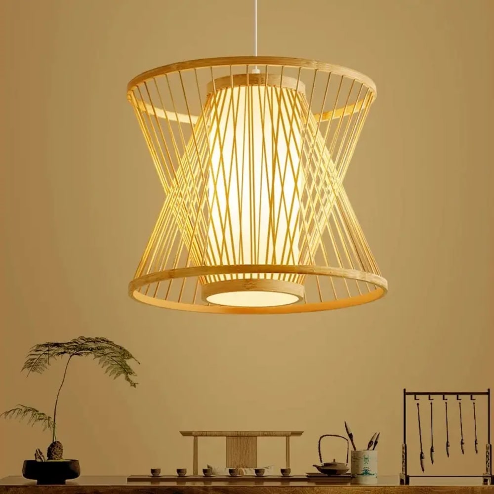 Suspension orientale en osier naturel D30 cm — vue 3