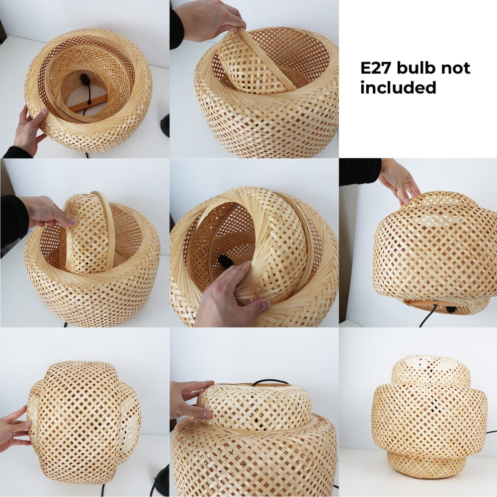 Suspension artisanale en osier naturel D28 cm — vue 4