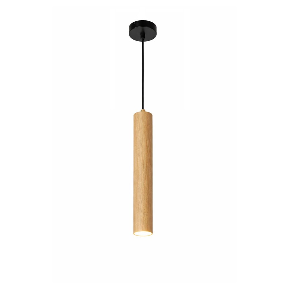 lampara de techo tubo aluminio efecto madera d40 cm