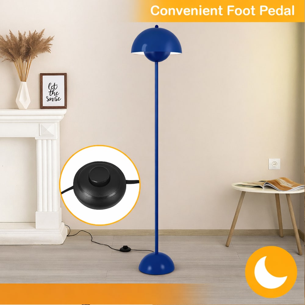 Lampadaire champignon en métal bleu cobalt 160 cm — vue 4