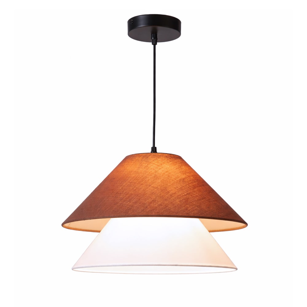 Alpinaluz Hängeleuchte aus Stoff weiß/braun d40 cm style modern - Leinen