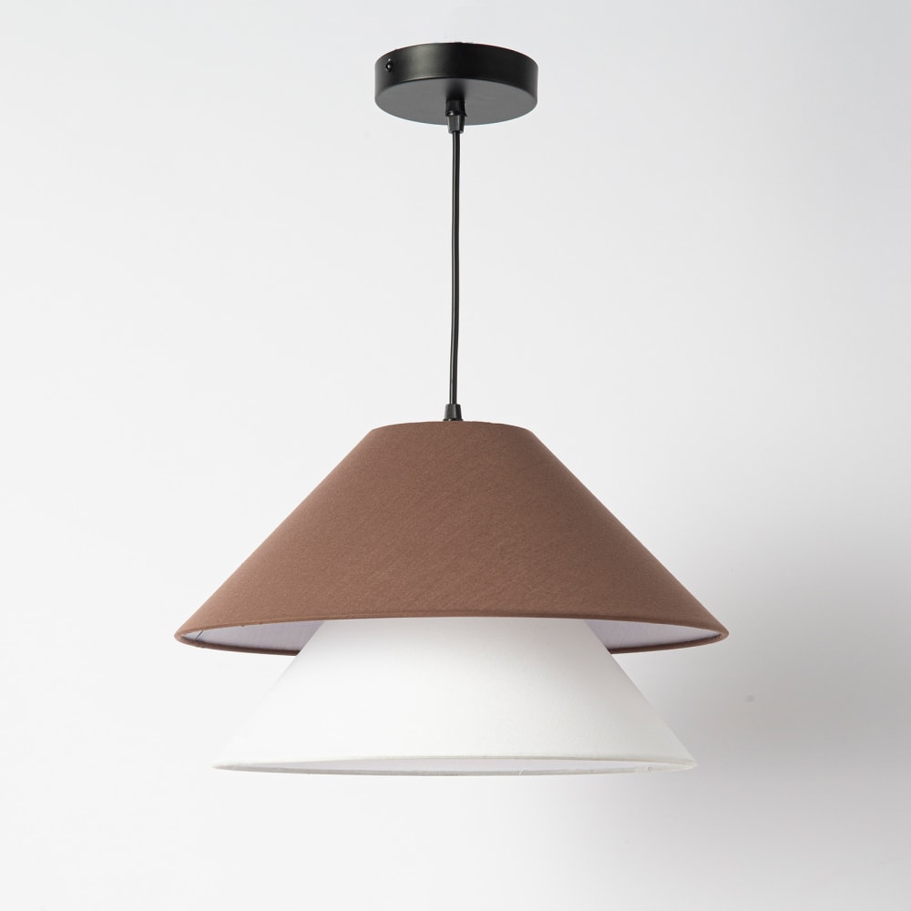Suspension en tissu blanc et marron D40 cm — vue 4