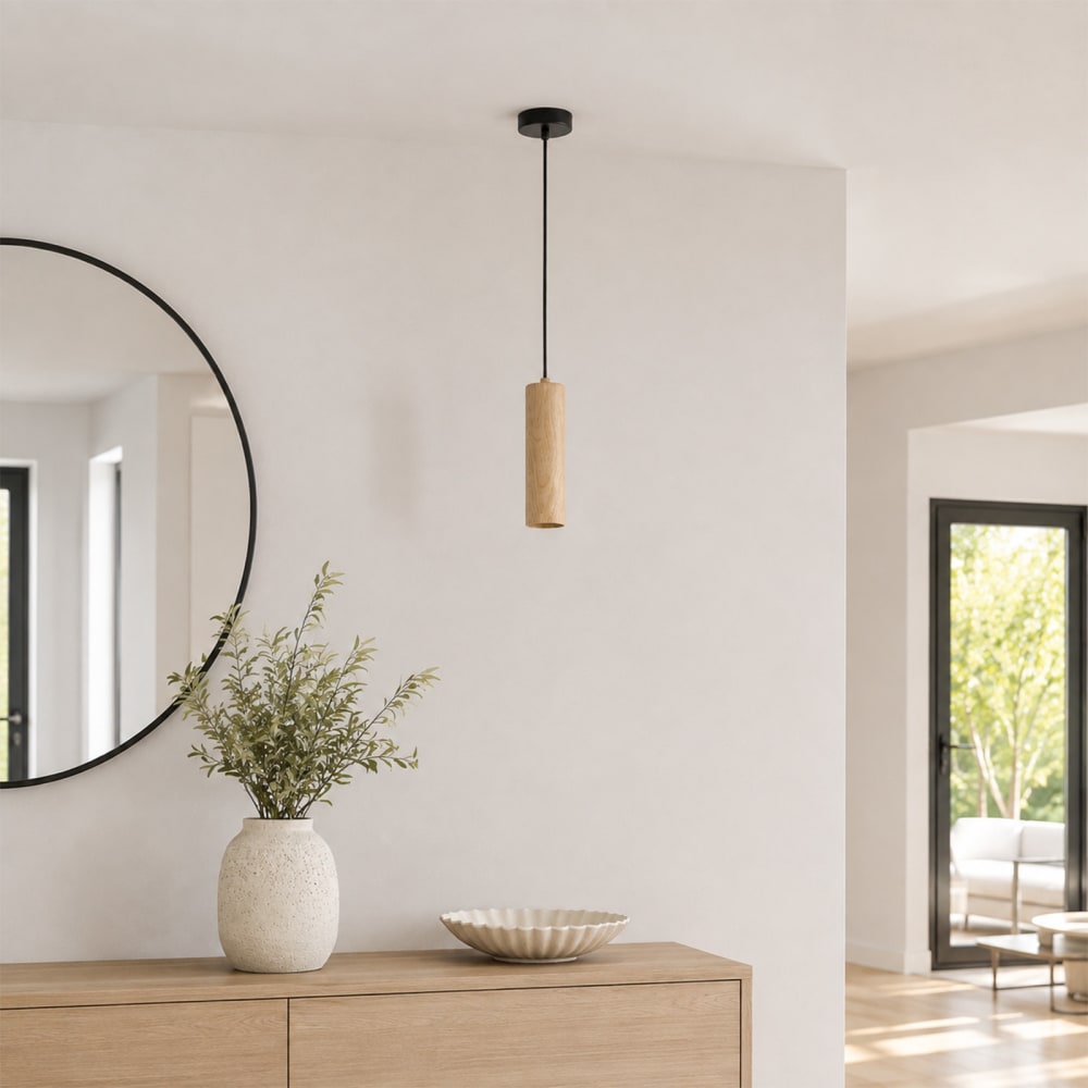 Suspension tube en aluminium effet bois D20 cm — vue 4