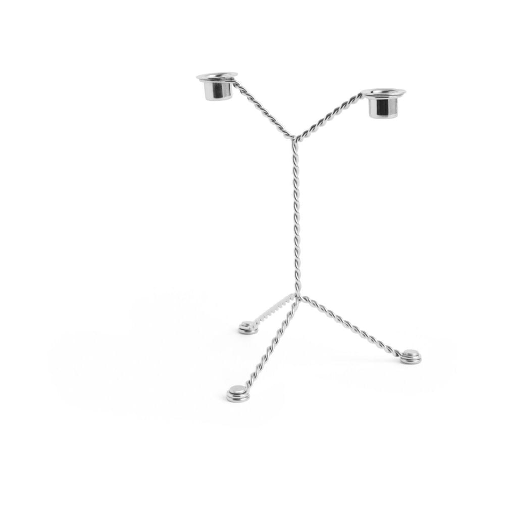 Chandelier en acier torsadé vert et miroir 19x25x19 cm, 2 bougies