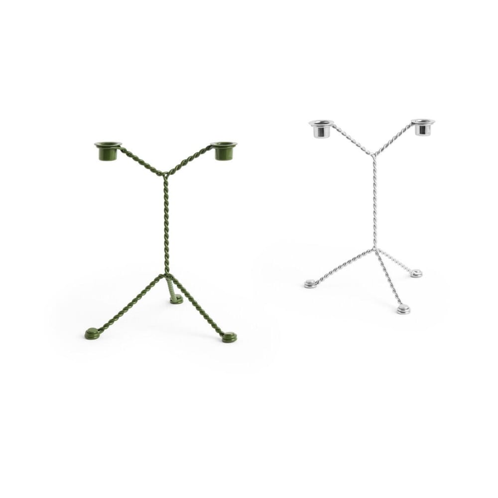 Chandelier en acier torsadé vert et miroir 19x25x19 cm, 2 bougies - Maisons du Monde