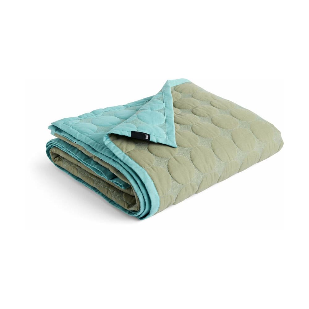 Plaid matelassé réversible coton/polyester vert olive 235x245 cm