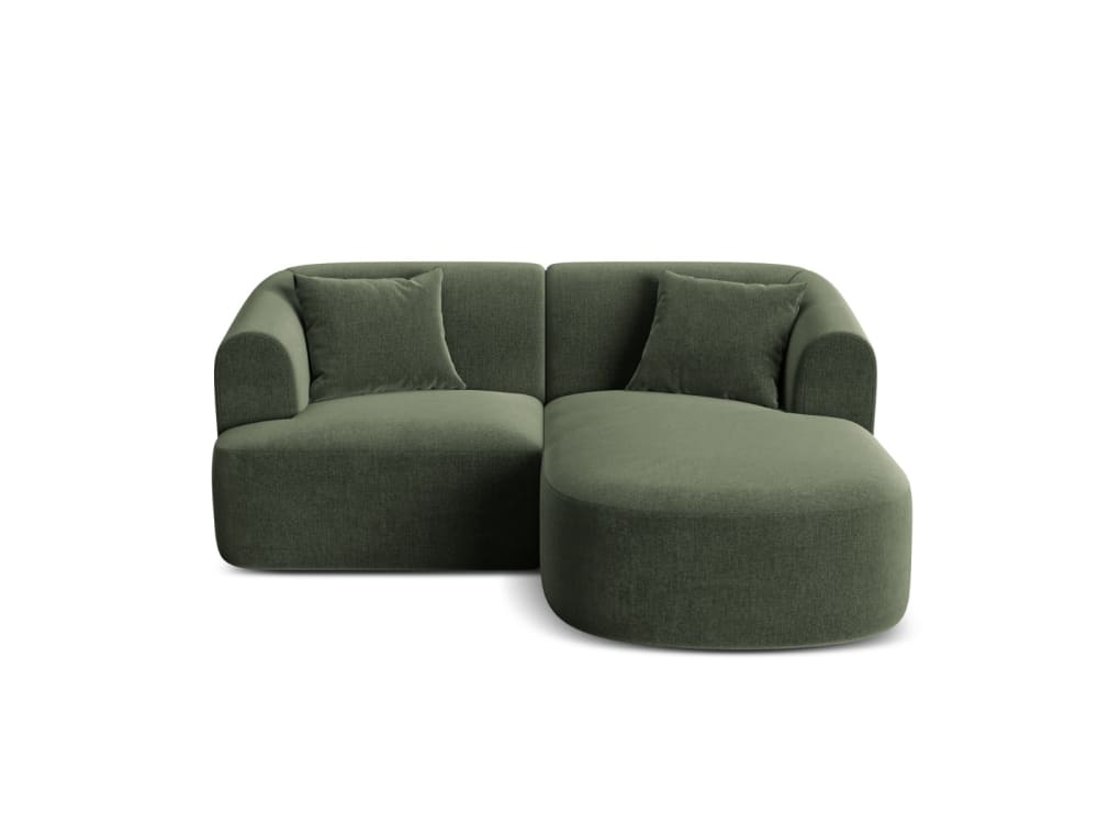 Canapé d'angle droit modulable 3 places en velours vert