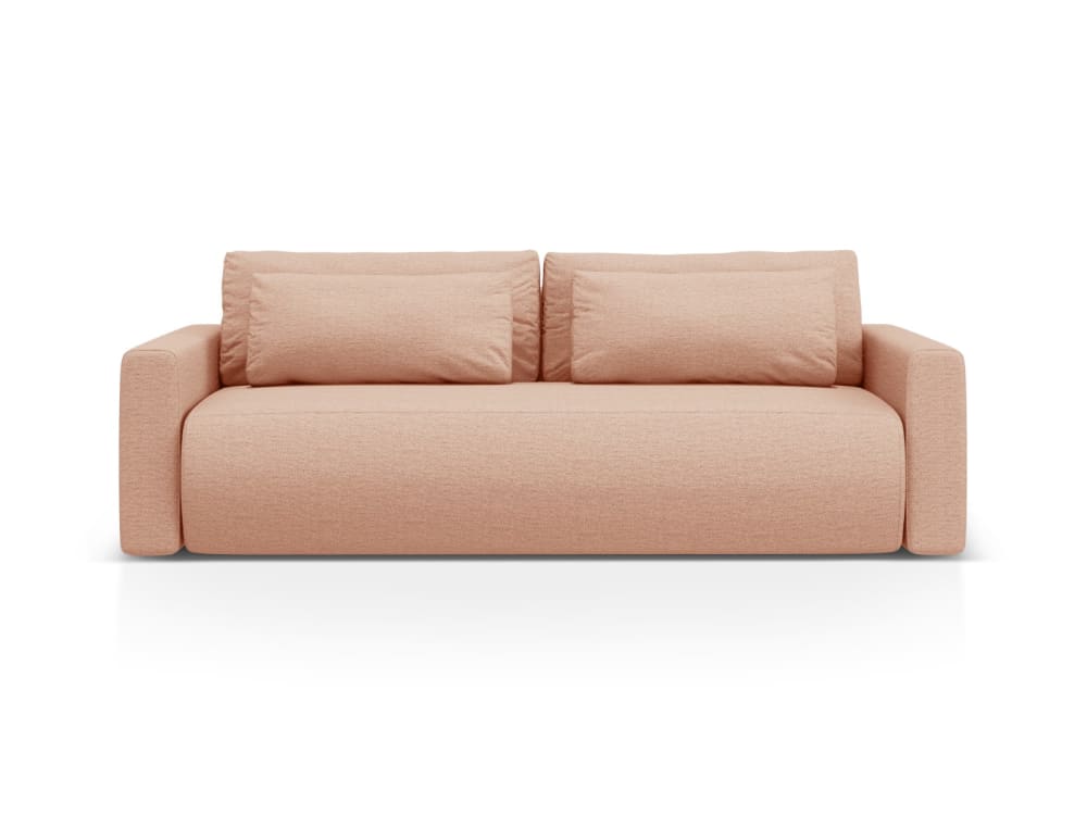 Canapé convertible 3 places avec coffre en tissu structurel pêche