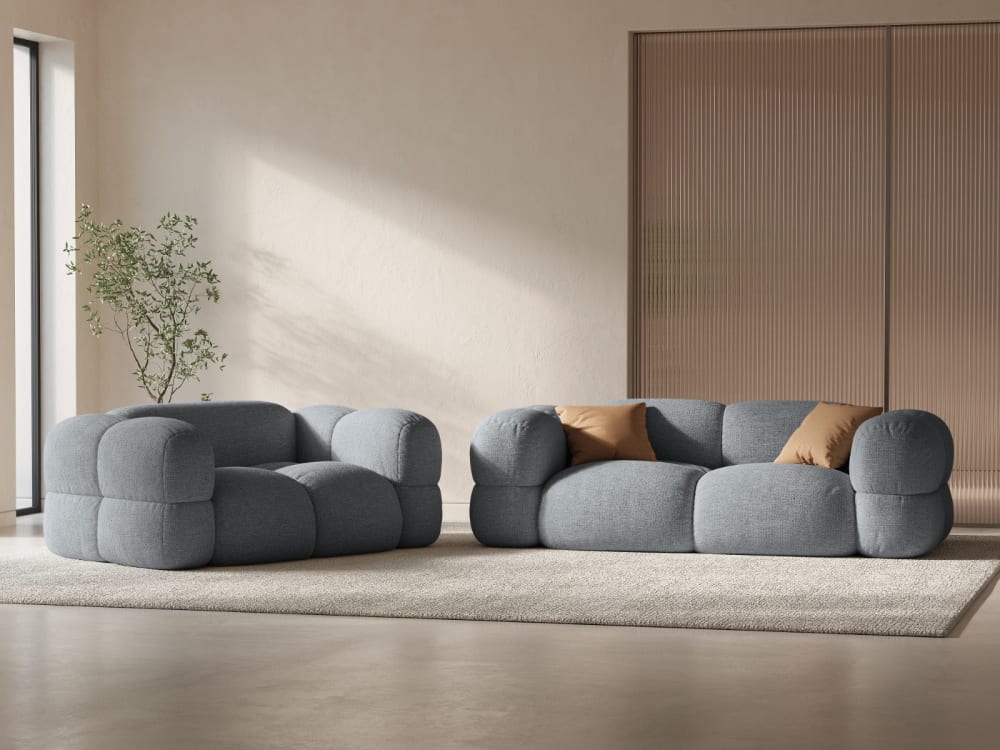 Canapé 3 places en tissu structurel gris