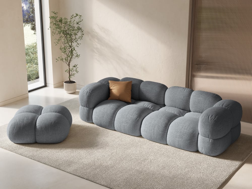 Canapé 4 places en tissu structurel gris