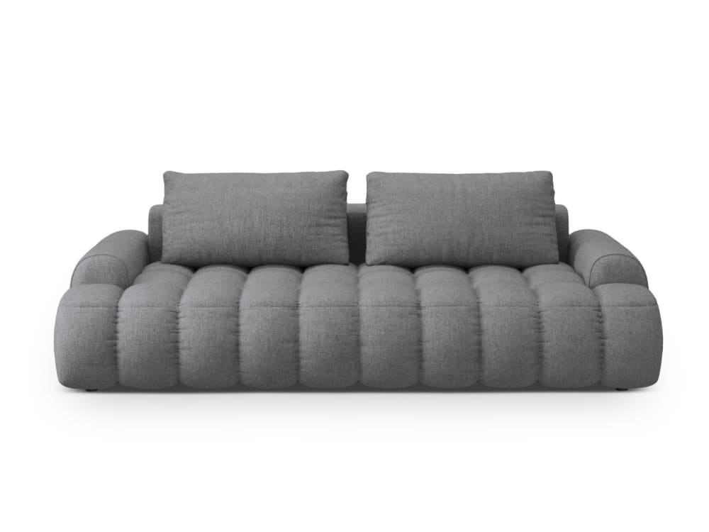 Canapé convertible 4 places avec coffre en tissu structurel gris