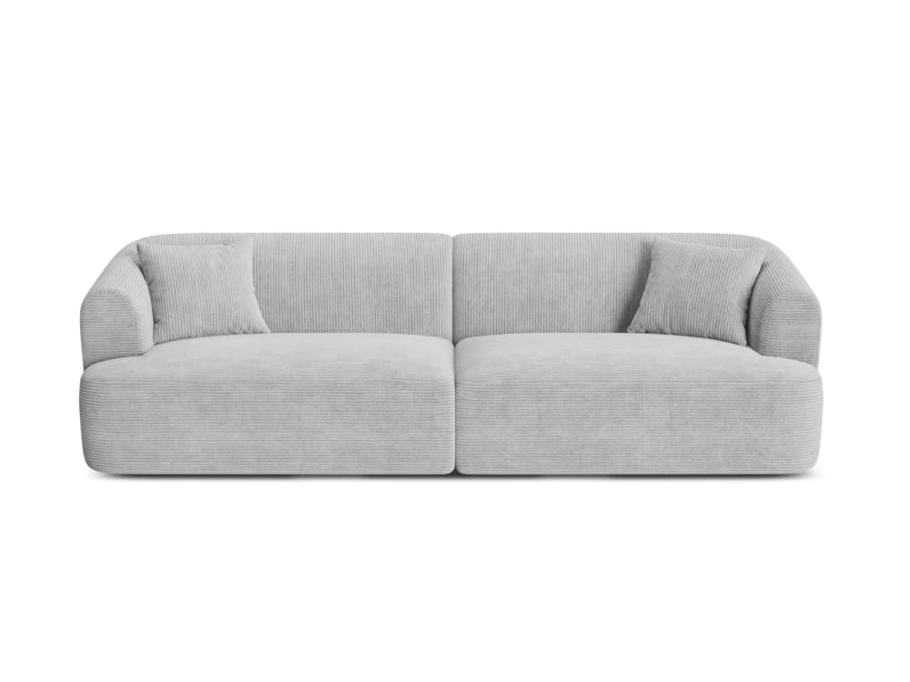 Canapé modulable 4 places en velours côtelé argent